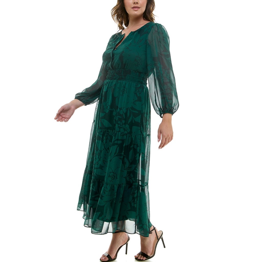 Plus Size Taylor Smocked Waist Chiffon Midi Dress